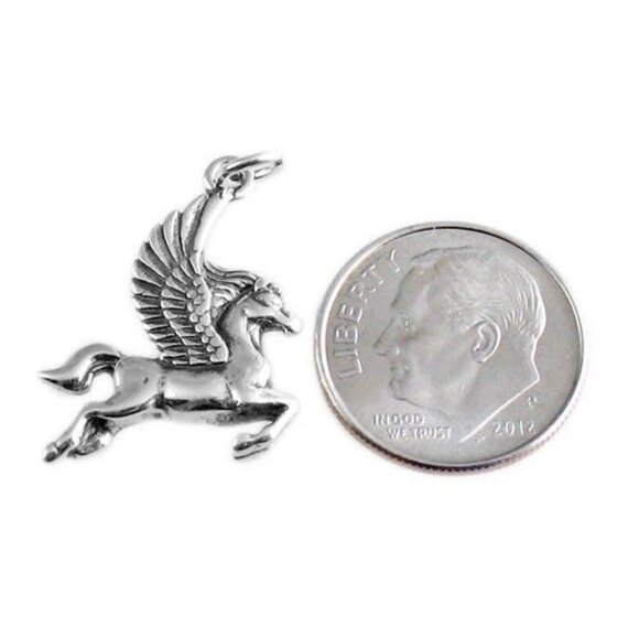 PEGASUS THE FLYING HORSE CHARM IN STERLING SILVER. - Picture 2 of 2